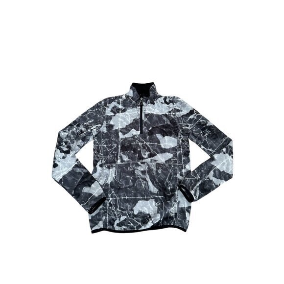 Quiksilver  Gray & Black Printed Fleece Quarter-Zip Pullover Jacket With Geometr - Picture 1 of 4